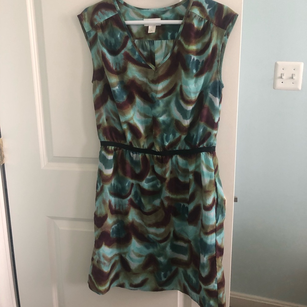 Loft Print Sleeveless Dress w Cinched Waist